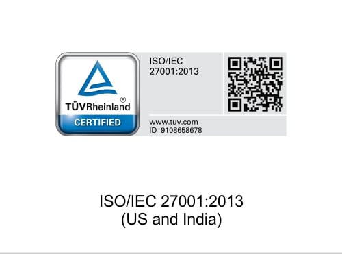 Certifications of ISO/IEC 270001:2013