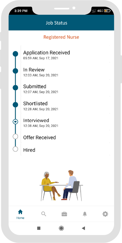 A mobile screenshot of the RTN Job status page