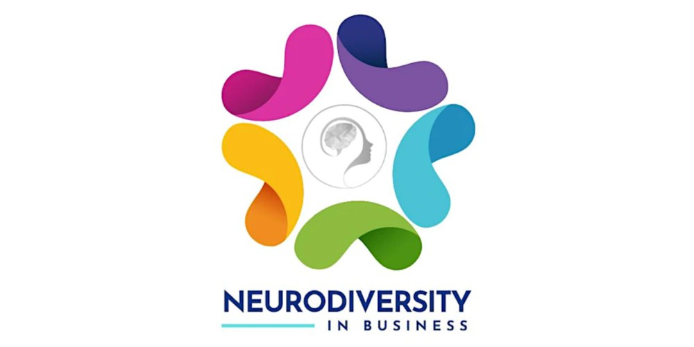 Neurodiversity at the workplace is depicted by the human brain amidst five colors