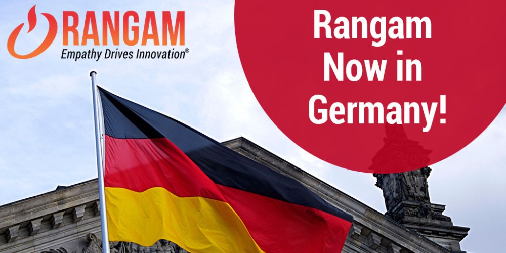 A Germany flag raising at Dem deutschen Volke shows Rangam's launch in Germany