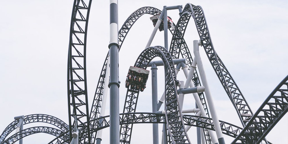 A picture of roller coasters illustrates the ups and downs of a career with resilience and fortitude