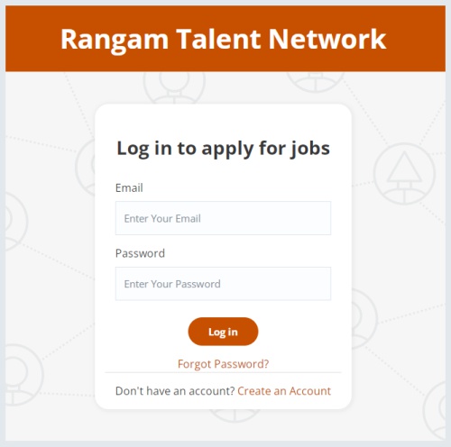 The RTN app login screen for job seekers
